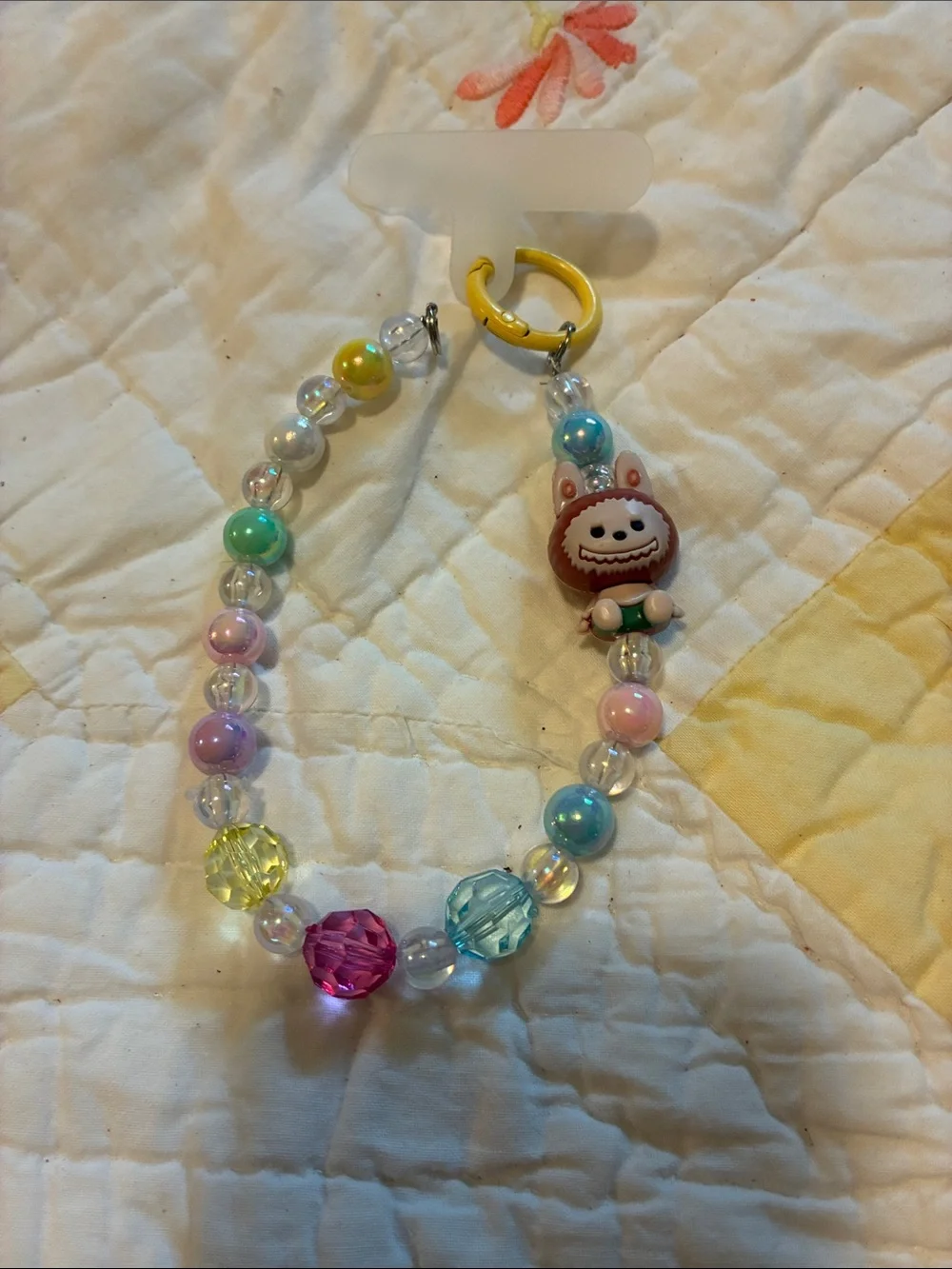 NWT’s- Cute Beaded Pink Bunny Monster Keychain in Pastel Colors